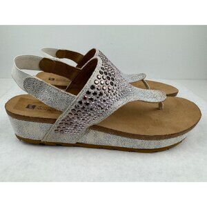 White Mountain Safari White Slingback Sandals Size 8.5M Embellished Rose Gold